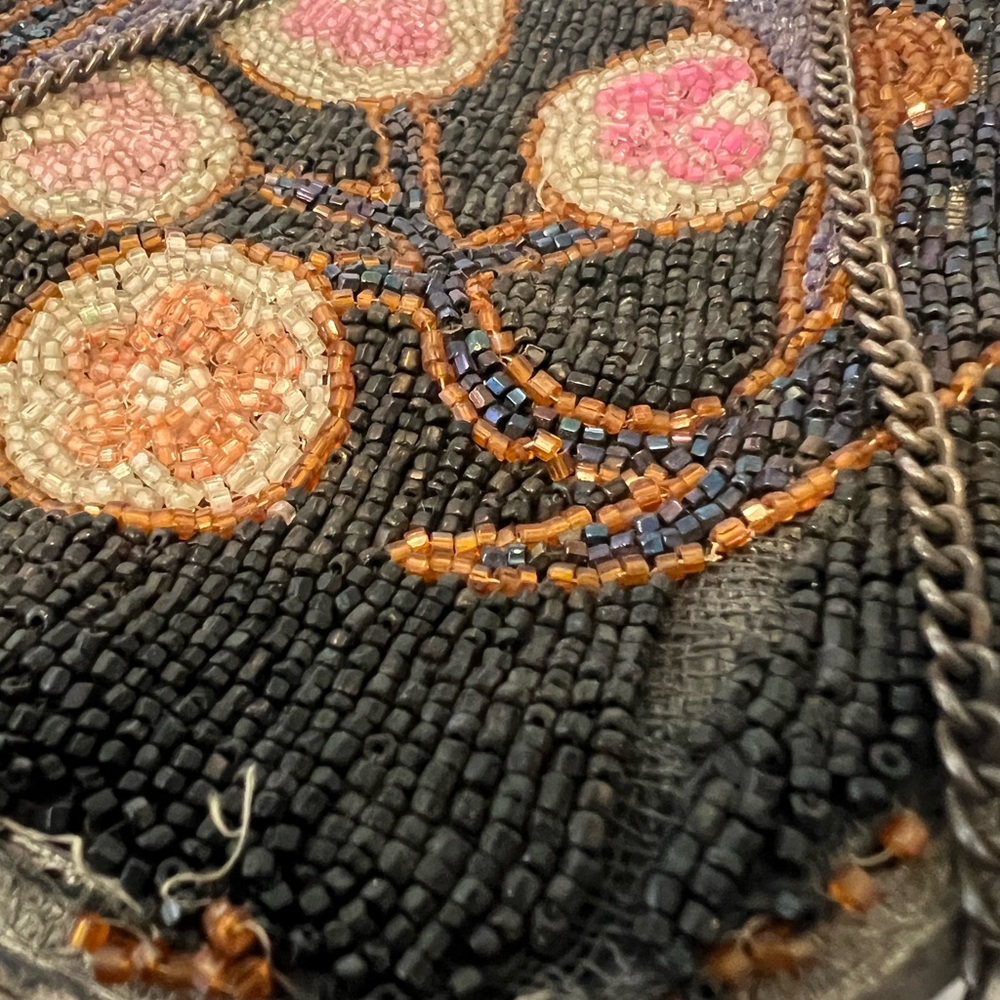 Antique Vintage Fringe Beaded Ornate Purse Bag - Picture 7 of 8
